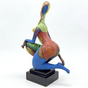 Vibrant Abstract Human Figure Sculpture 11.89" Colourful Modern Art Décor Statue